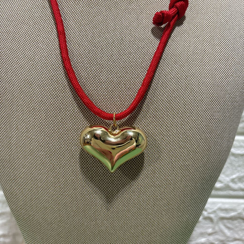 The Paracord Jumbo Puffy Heart Necklace: Gold