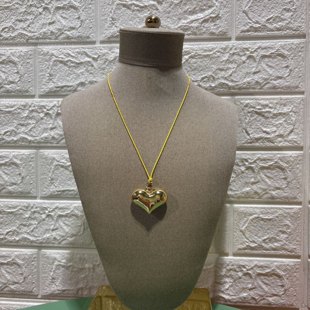 The Jumbo Puffy Heart Necklace: Gold