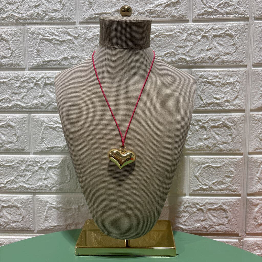 The Jumbo Puffy Heart Necklace: Gold